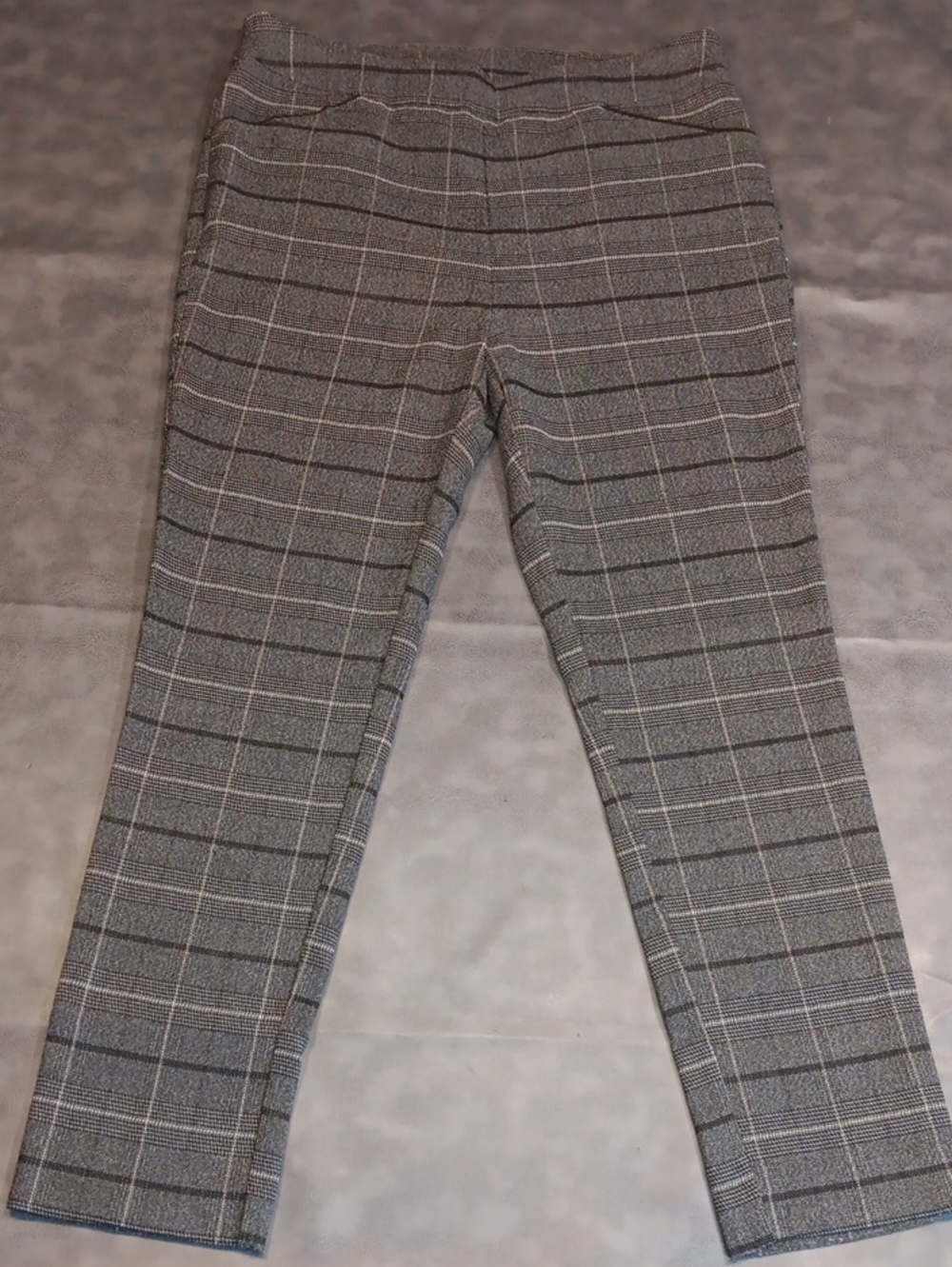 Tribal Pull On Glen Plaid Ankle Pants Gray Stretch Size 14 - Picture 5 of 10